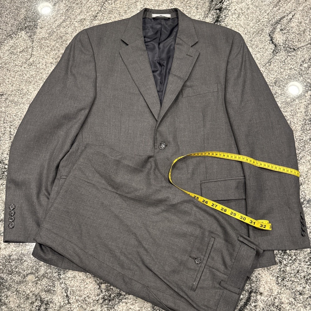 Michael Kors Suit Mens 42S Gray 2 Button Wool Polyester Pants 32x29 Flat Front